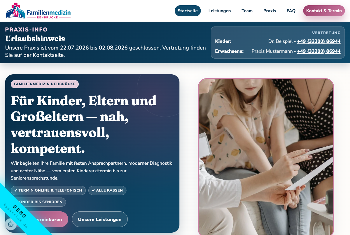 Hausarztpraxis Teichmann — Website Screenshot